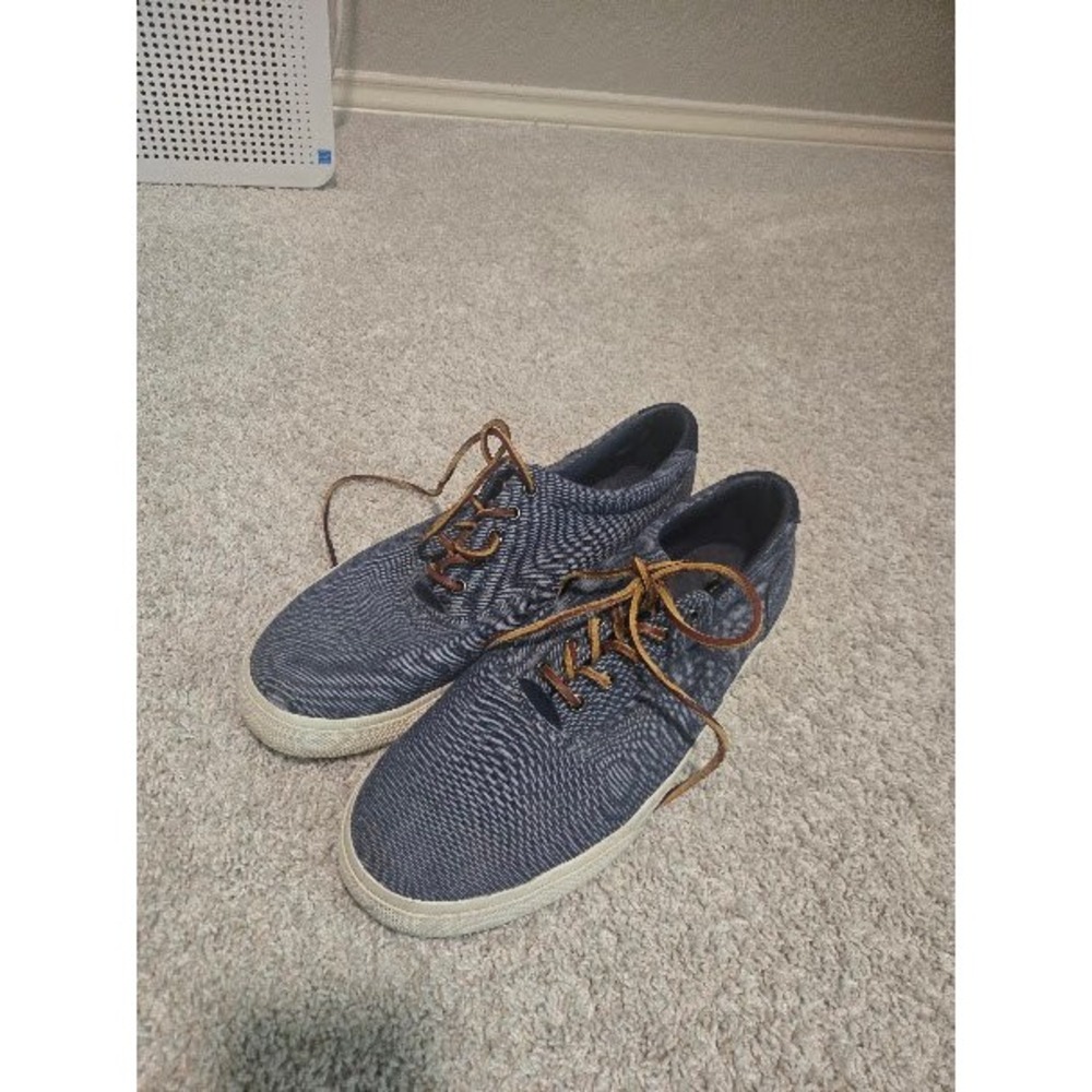 Polo Ralph Lauren Vaughn Mens Navy Blue Wavy Canvas Sneakers Size 13D